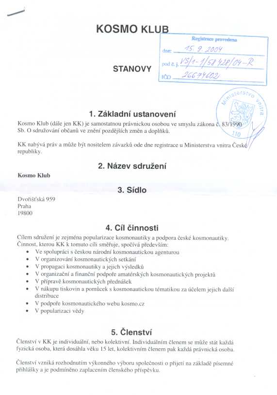 Prvn� strana stanov s raz�tkem